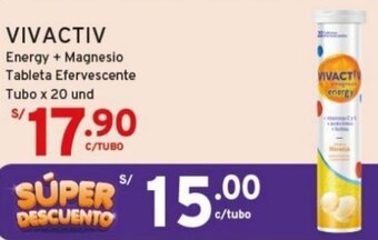 Mifarma VIVACTIV Energy + Magnesio Tableta Efervescente Tubo x 20 und oferta