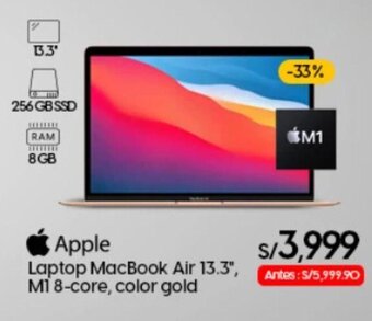 Coolbox Apple Laptop MacBook Air 13.3", M1 8-core, color gold oferta