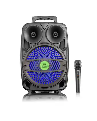 Tiendas EFE Equipo de sonido jagger 8"; ev1003 portátil led bt ktv 1mic-wired fm usb oferta