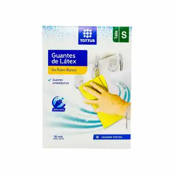Tottus Guantes de latex sin polvo blanco talla s oferta