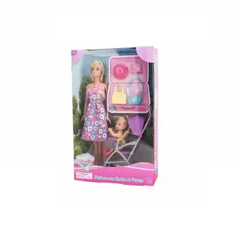 Tottus Muñeca fashion con cochecito oferta
