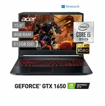 Tottus Laptop nb nitro 5 ci5 10th 8gb 512gb ssd gtx 1650 4gb oferta