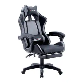 Silla gamer reclinable cn reposapie gris