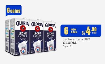 Makro Leche entera UHT GLORIA Caja x 1L x 6 cajas oferta