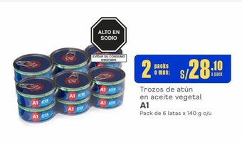 Makro Trozos de atún en aceite vegetal A1 Pack de 6 latas x 140 g x 2 packs oferta