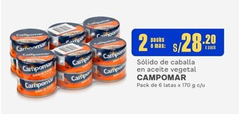 Makro Sólido de caballa en aceite vegetal CAMPOMAR Pack de 6 latas x 170 g x 2 packs oferta