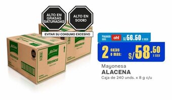 Makro Mayonesa ALACENA Caja de 240 unds. x 8 g x 2 cajas oferta