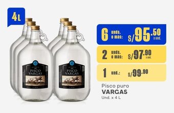 Makro Pisco puro VARGAS Und. x 4 L oferta