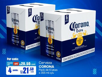 Makro Cerveza CORONA Pack de 6 latas x 355 ml x 4 packs oferta