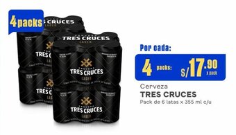 Makro Cerveza TRES CRUCES Pack de 6 latas x 355 ml x 4 packs oferta