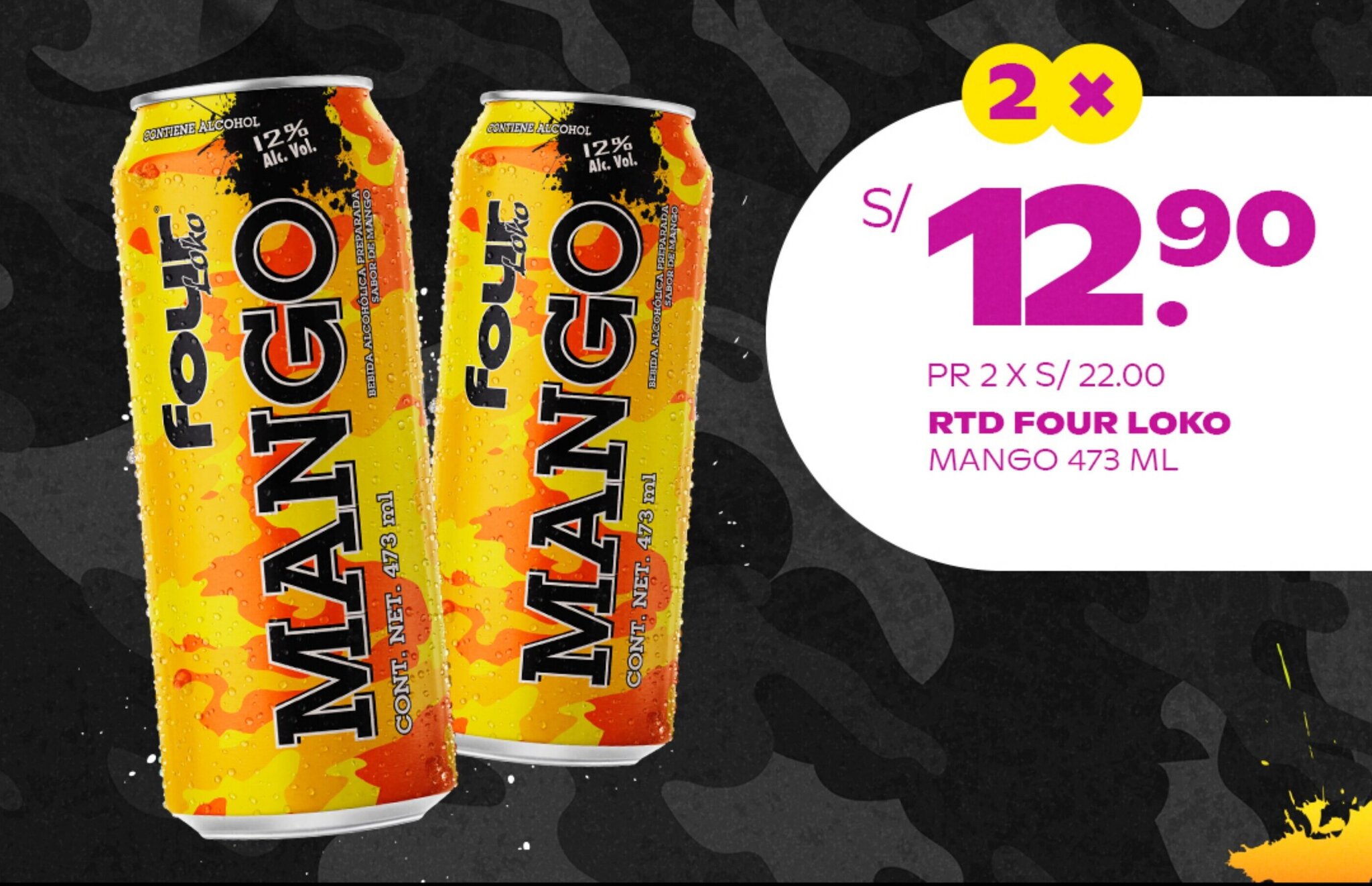 Tambo RTD FOUR LOKO MANGO 473 ML x 2 oferta