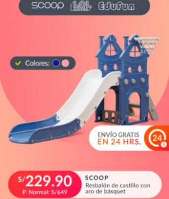 SCOOP Resbalón de castillo con aro de básquet