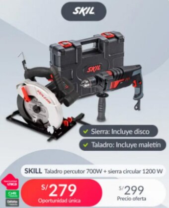 SKILL Taladro percutor 700W + sierra circular 1200 W