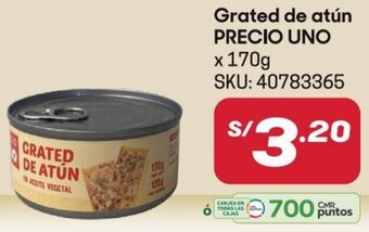 Hiperbodega Precio Uno PRECIO UNO Grated de atún x 170g oferta