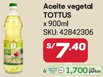 Hiperbodega Precio Uno TOTTUS Aceite vegetal x 900ml oferta
