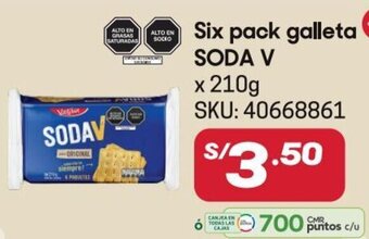 Six pack galleta SODA V x 210g