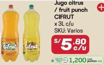 Hiperbodega Precio Uno CIFRUT Jugo citrus / fruit punch x 3L oferta