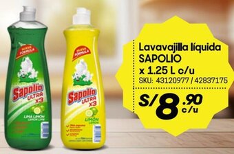 Hiperbodega Precio Uno Sapolio Lavavaijilla líquida x 1.25L oferta