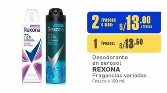 Makro Desodorante en aerosol REXONA Fragancias variadas Frasco x 150 ml oferta