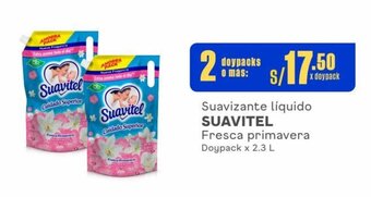 Makro Suavizante líquido SUAVITEL Fresca primavera Doypack x 2.3 L x 2 doypacks oferta