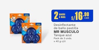 Makro Desinfectante de baño pastilla MR MUSCULO Tanque azul Pack de 3 unds. x 40 g x 2 packs oferta
