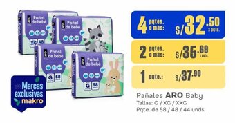 Makro Pañales ARO Baby Tallas: G/XG/XXG Pqte. de 58 / 48 / 44 unds. oferta