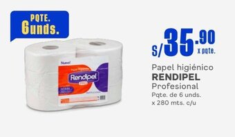 Makro Papel higiénico RENDIPEL Profesional Pqte. de 6 unds. x 280 mts. c/u oferta