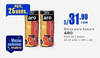 Makro Bolsa para basura ARO Pack de 2 pqtes. de 25 unds. x 140 L c/u oferta