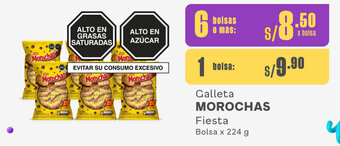 Plaza Vea Galleta MOROCHAS Fiesta Bolsa x 224 g oferta