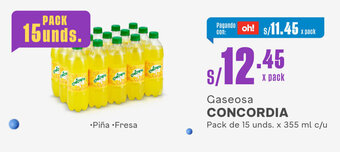 Plaza Vea Gaseosa CONCORDIA Pack de 15 unds. x 355 ml c/u oferta