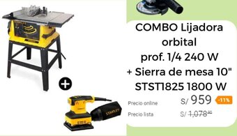 Promart STANLEY Combo Lijadora orbital prof. 1/4 240 W + Sierra de mesa 10" STST1825 1800 W oferta