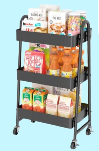 Promart Carrito organizador de metal Negro 3n oferta