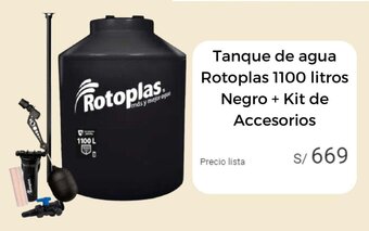 Promart Rotoplas Tanque de agua 1100 litros Negro + Kit de Accesorios oferta