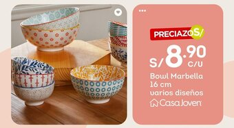 Tottus Casa Joven Bowl Marbella 16 cm varios diseños oferta