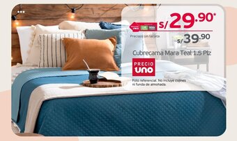 Tottus PRECIO uno Cubrecama Mara Teal 1.5 Plz oferta