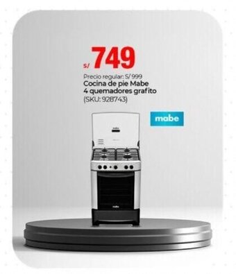 Metro mabe Cocina de pie 4 quemadores grafito oferta