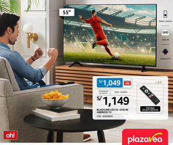 Plaza Vea BLACKLINE LED 55- UHD 4K ANDROID TV oferta