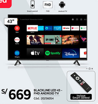 Plaza Vea BLACKLINE LED 43" FHD ANDROID TV oferta
