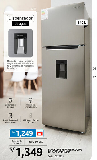 Plaza Vea BLACKLINE REFRIGERADORA TM 340L VCM INOX oferta