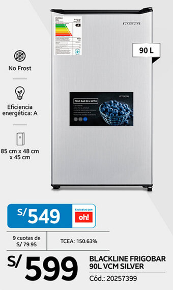 Plaza Vea BLACKLINE FRIGOBAR 90L VCM SILVER oferta