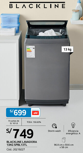 Plaza Vea BLACKLINE LAVADORA 13KG SPBL13TL oferta