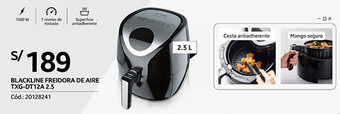 Plaza Vea BLACKLINE FREIDORA DE AIRE TXG-DT12A 2.5 oferta