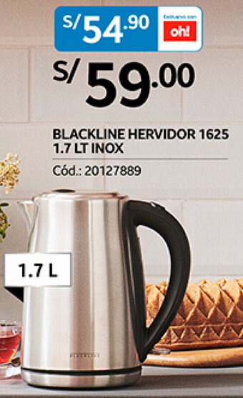 Plaza Vea BLACKLINE HERVIDOR 1625 1.7 LT INOX oferta