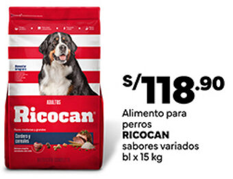 Plaza Vea RICOCAN Alimento para perros  sabores variados bl x 15 kg oferta