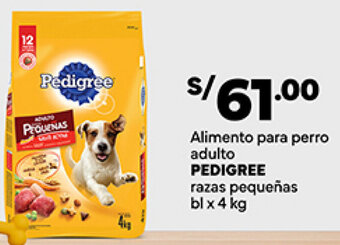 Plaza Vea PEDIGREE  Alimento para perro adulto razas pequeñas blx 4 kg oferta