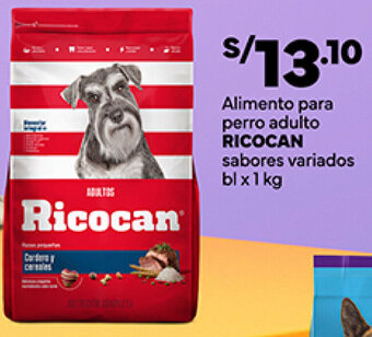 Plaza Vea RICOCAN Alimento para perro adulto sabores variados bl x 1 kg oferta