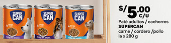 Plaza Vea SUPERCAN Paté adultos / cachorros carne / cordero /pollo la x 280 g oferta
