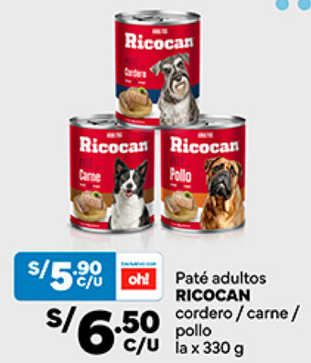 Plaza Vea RICOCAN Paté adultos 330g oferta