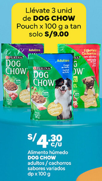 Plaza Vea DOG CHOW Alimento húmedo adultos / cachorros sabores variados dp x 100 g oferta