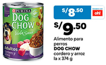Plaza Vea DOG CHOW Alimento para perros cordero y arroz la x 374 g oferta